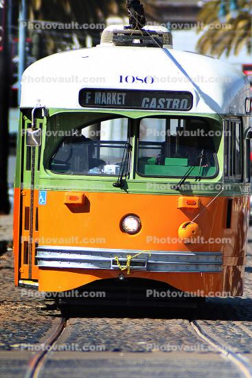 1080, F-line Trolley, Municipal Railway, Muni, San Francisco, California, PCC