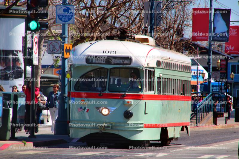 1073 F-Line Trolley, MUNI, F-Market, The Embarcadero, San Francisco