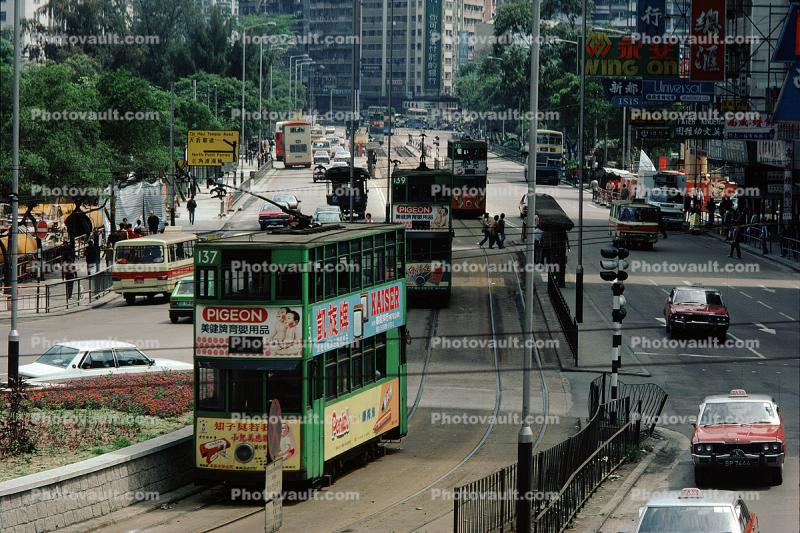 Doubledecker, Trolley, Car, Vehicle, Automobile, Hong Kong, 1982, 1980s