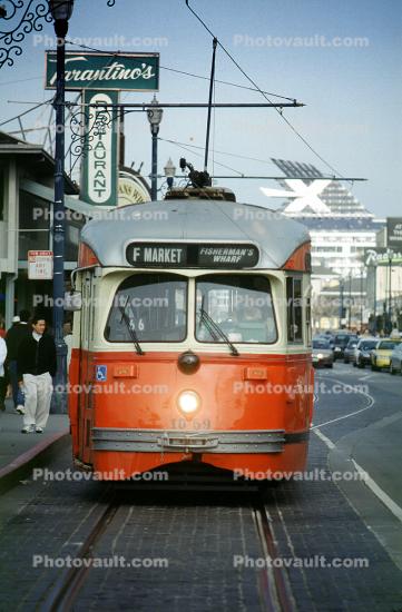 Boston-Massachusetts, head-on, No. 1059, PCC, F-Line, Municipal Railway, Muni, San Francisco, California