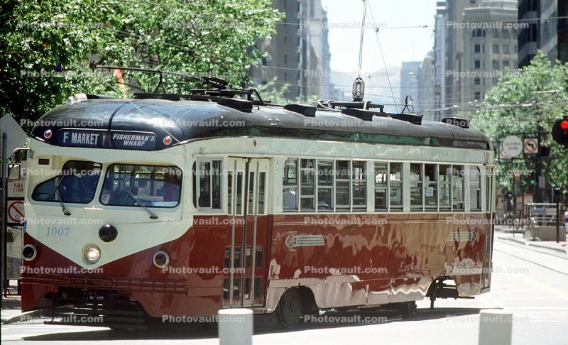 Philadelphia Suburban Transportation Co., No. 1007, F-Line, PCC, Muni, Market Street, San Francisco, California
