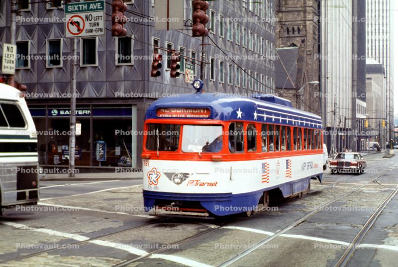#1791, P Transit, Electric Trolley, 42 Dumont Line, PCC BiCentennial Trolley, Pittsburgh, 1976, 1970s