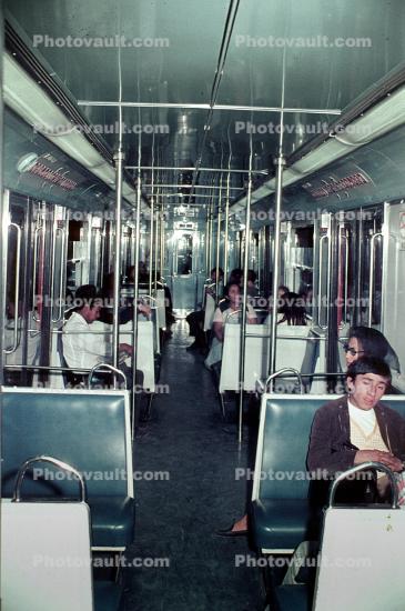 Inside, interior, streetcar, 1950s