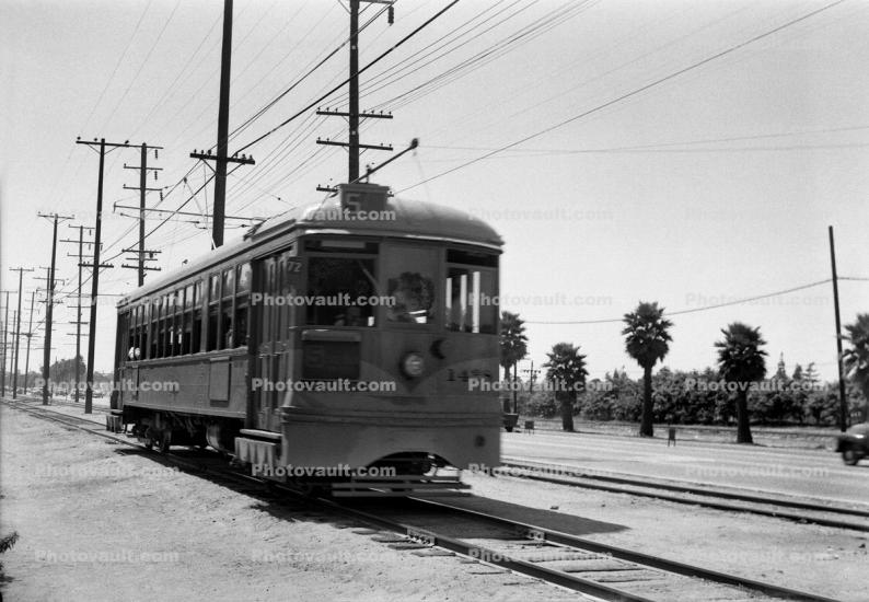 Trolley 1428, DT/DE/AR, Los Angeles Transit Lines, self-propelled, Interurban, 1954, 1950s