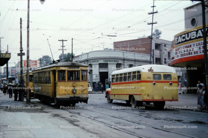 CTM 354 Trolley, City Bus, Tacubaya, Mexico City, July 1954, 1950s