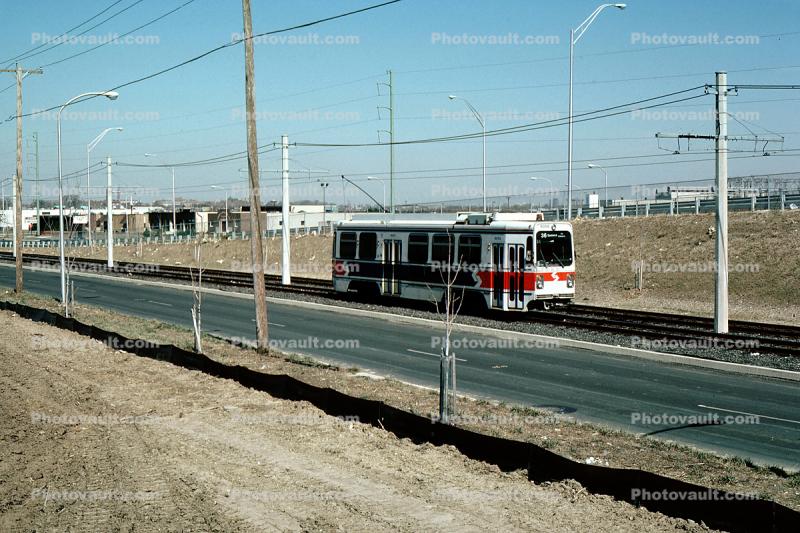Kawasaki LRV, 9056, City Division LRV, Eastwick Line, SEPTA, #36, SPAX 9056(LRV), April 1986