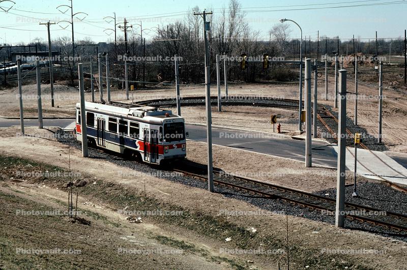 Kawasaki LRV, 9016, Eastwick R1 Stop, Station, Loop, turn-around, SEPTA, #36, SPAX 9016(LRV), April 1986