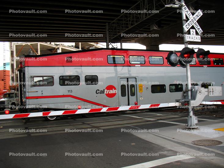 Caltrain Passenger Railcar, Mission Bay Project, Railroad Crossing, Potrero Hill