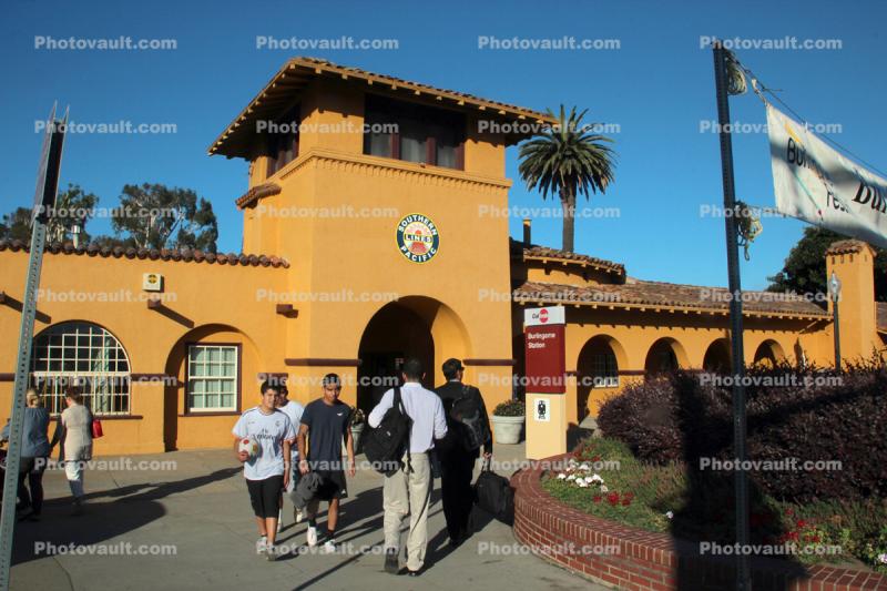 Southern Pacific Train Station, Depot, tower, building, Caltrain, Burlingame, Calfornia