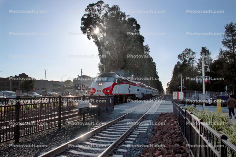 Caltrain, Railroad Tracks, Burlingame, California, San Francisco Peninsula Commuter