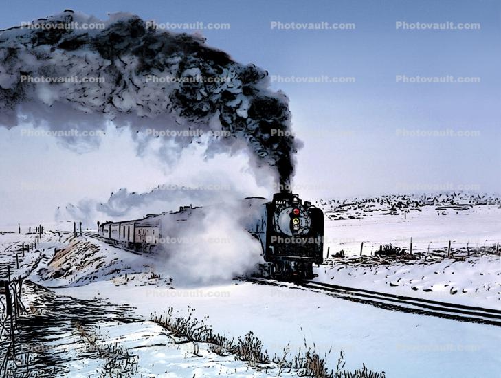 UP 844, 4-8-4, Buford, Smoke, Union Pacific, UP #8444, November 1971, Abstract