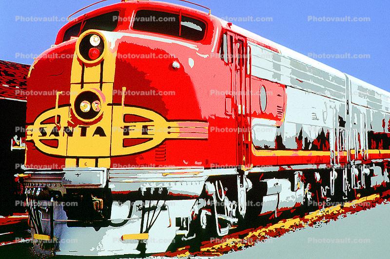 Santa-Fe, Diesel Electric, Locomotive, Red/Silver Warbonnet Chief