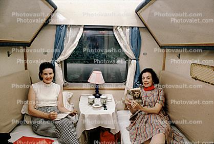 Women, Friends, Table, Sleeper Cabin, Passenger Railcar, 1973, 1970s