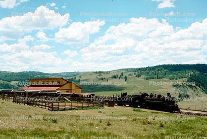 Train Station, Depot, D&RGW Steam Locomotive 487, 2-8-2, (Narrow Gauge), July 1990