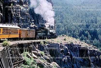 DRGW 480, BLW 2-8-2, K-36 Steam locomotive, Denver & Rio Grande Western, Highline above Animas Canyon