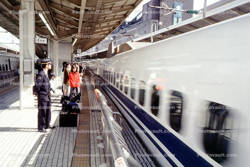 Passenger Railcar, Waiting Passengers, Japanese Bullet Train, Tokyo