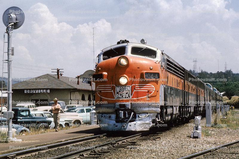 Oroville Train Station, WP 804-A, EMD F7A, Western Pacific, 804A, California Zephyr, F-Unit