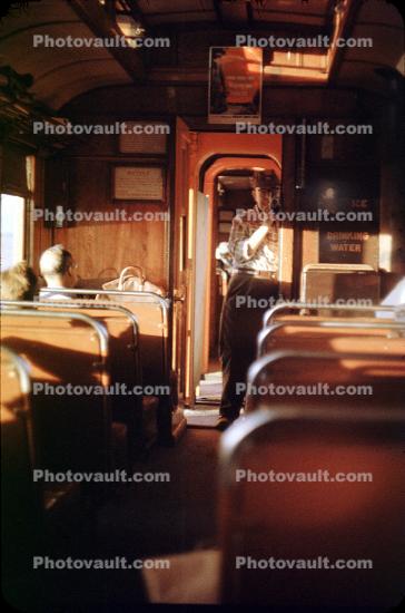 Inside a passenger railcar