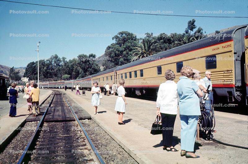 Union Pacific, Train Station, Platform, Passenger Railcar, San Luis Obispo, 1950s
