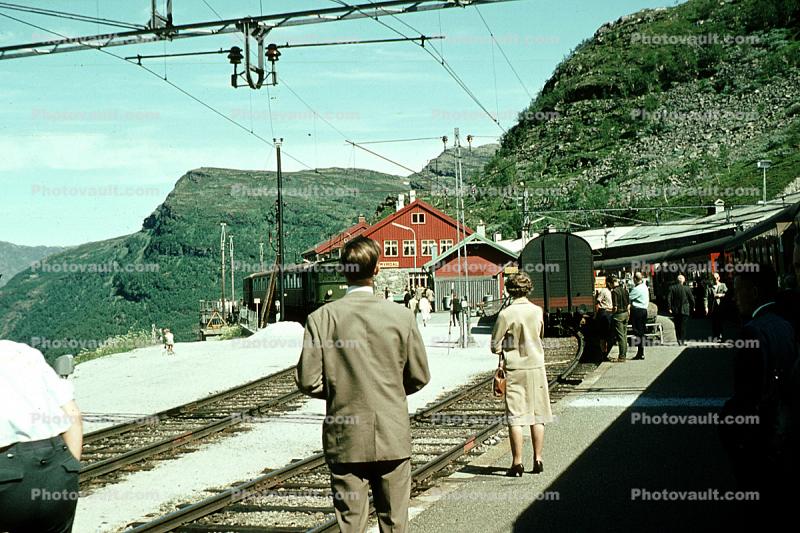 Myrdal Train Station, Depot, Bergensbanen, Aurland Municipality, Sogn og Fjordane, 1950s
