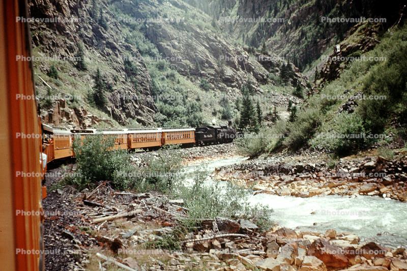 473, River, Valley, Gully, Cumbres & Toltec Scenic Railroad, D&RGW, River, Canyon near Durango