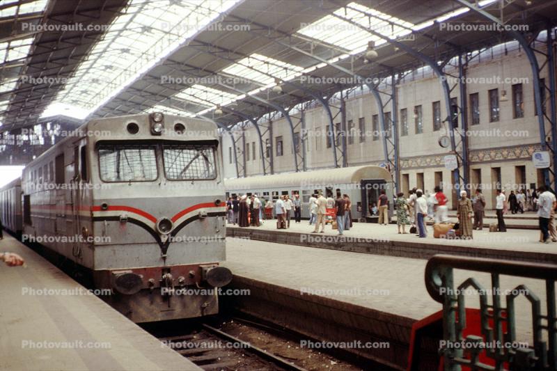 Rail Station, Platforms, Passengers, Cairo Egypt, 1980, 1980s