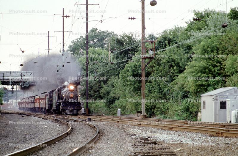 PRR Pennsylvania 7002 Steam, PRR 7002, 1223, Royalton Pennsylvania, August 23 1985, 1980s, Railroad Tracks