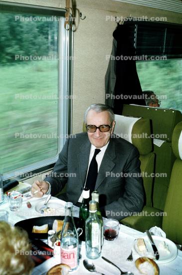 Dining Car, man eating, interior, June 1973