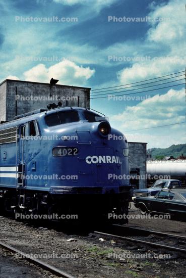 EMD E-8 #4022 Conrail F-Unit Diesel Locomotive, June 1977, Binghampton New York