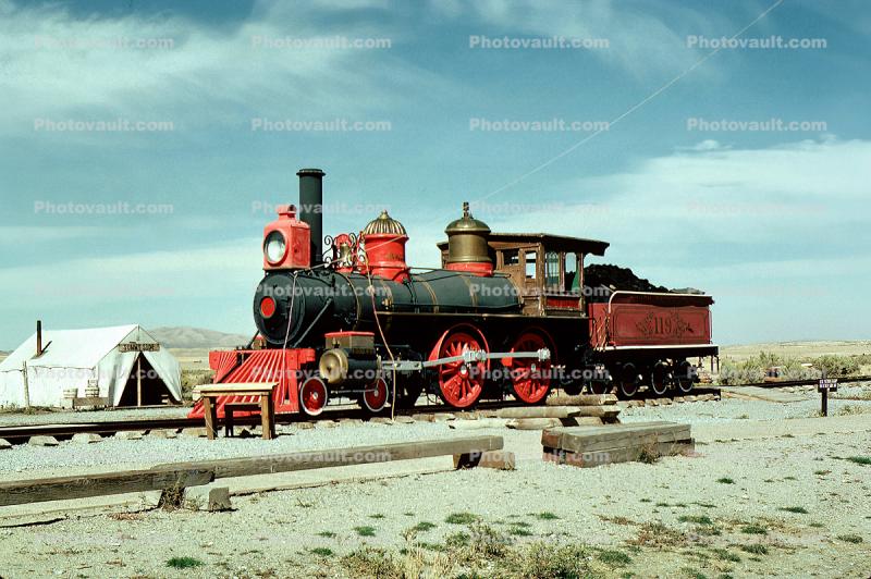 Union Pacific 119, 4-4-0 Steam Locomotive, Promontory Point, Sunny Side Tent, Golden Spike N.H.S., 1978