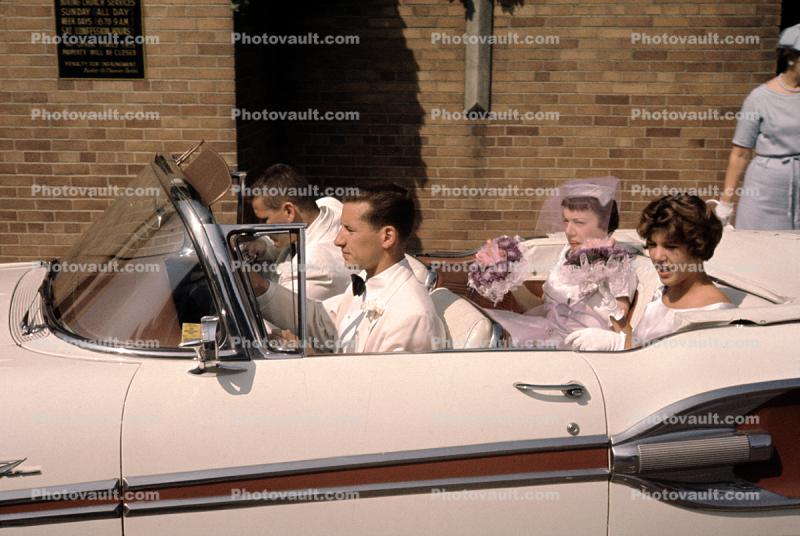Bride in a Car, , Man, Woman, driver, 1950s