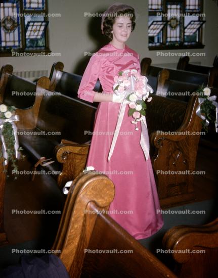 Maid of Honor, bouquet, dress, Woman, Sharon, 1962, 1960s