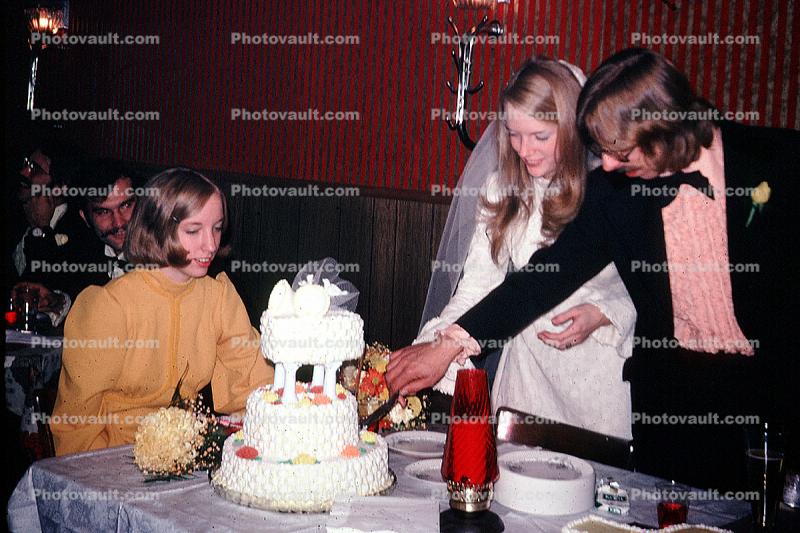 Cake, Bride & Groom, bowtie, September 1974, 1970s