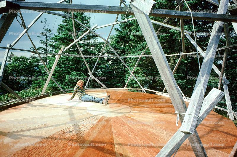 Bear Island, Penobscot Bay, Maine, photo by Jaime Snyder, 1975, Geodesic Dome, 1970s
