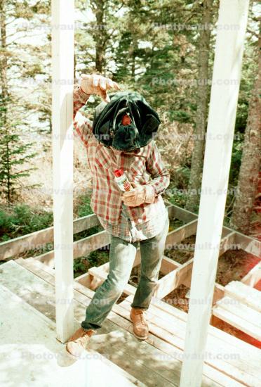 Eradicating Bees, Little Spruce Island, Penobscot Bay, Maine, 1975, 1970s