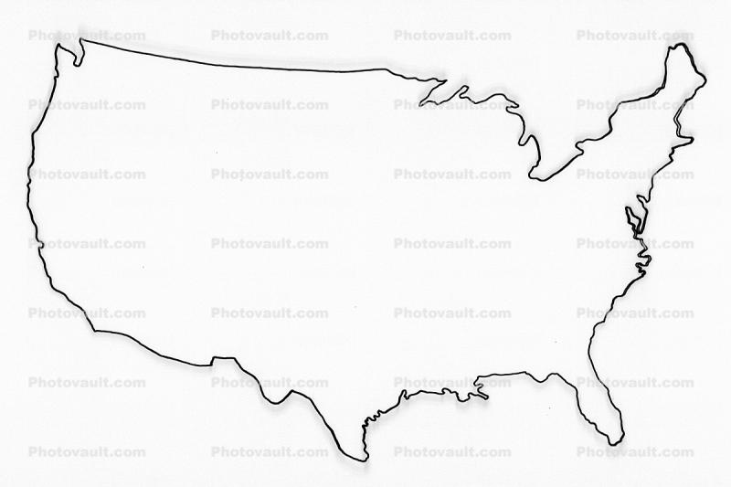 United States of America, USA outline, line drawing, shape