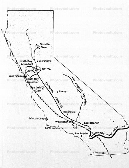 Water Distribution, California, Aqueduct System, Canals, Central Valley