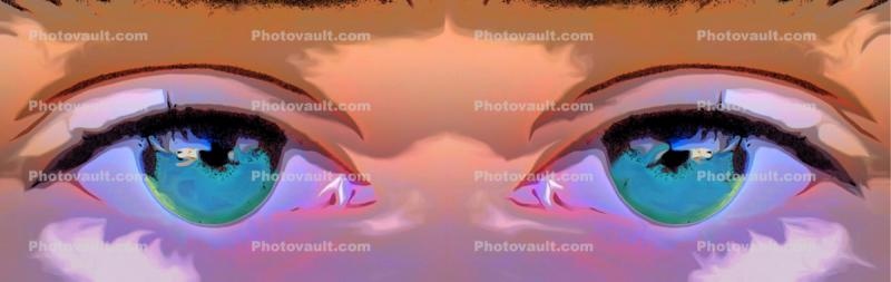 Eyes of Mystery, mysterious, Eyes, face, nose, colorized, painted, Paintography