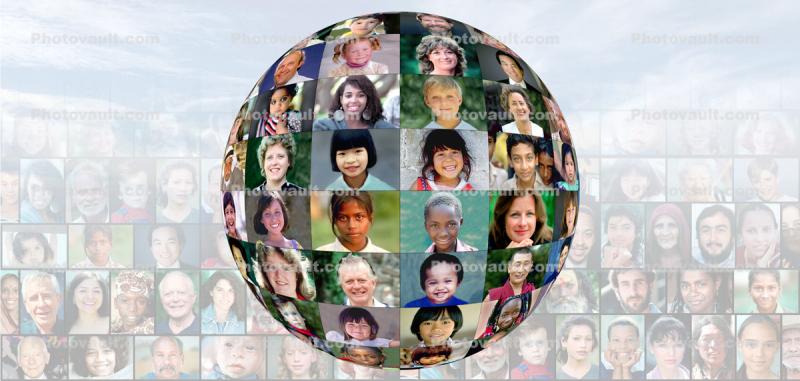 Equality and Unity Forever, multi ethnic, diversity, children, adults, globe, faces