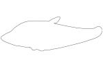 Royal Featherback outline, knifefish, (Chitala blanci), Osteoglossiformes, Notopteridae, line drawing, shape, AABV05P02_05O