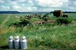 Cow, dairy, tractor, Milk Cans, Hay Bales, stacks, ACFV04P12_18