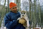 Husky, Man, Dog, Puppy, Hat, Cold, Snow, ADSV03P06_19
