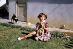 Cute Girl, Puppy, Backyard, 1950s, ADSV03P11_08