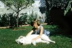 Girl, Dog, Backyard, Sunny, 1950s