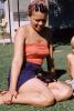 Woman, Backyard, Kitten, Hair Rollers, 1950s, AFCV03P12_18B