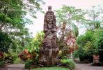 Huge Wood Carving, statue, deity, trees, garden
