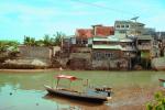 Water, Homes, Boat, water, boat, canal, buildings, Kupang Timor