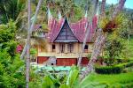 Temple, spiked roof, building, Lake Maninjan, Danau Maninjau, West Sumatra, Indonesia, CADV01P07_16.0625