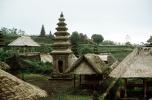 grass thatched huts, Hindu Temple, roofs, building, Sod