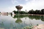Water Tower, Buildings, Lake, trees, reflection, Building, CAIV02P02_06
